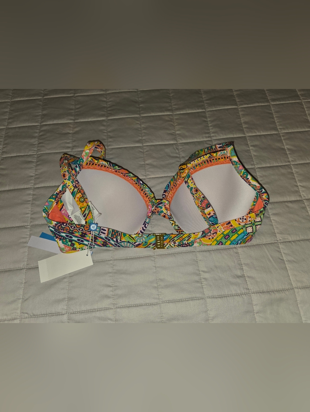Bleu Rod Beattie-Colorful Printed Bikini Top - Pink Multi - Picture 2 of 7